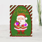 クリスマス サンタとクッキー 折りたたみ ホリデー カード (正面)