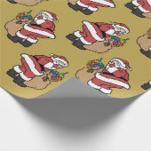 クリスマス・サンタのおもちゃ一箱いっぱいの金のサンタ ラッピングペーパー (角)