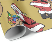 クリスマス・サンタのおもちゃ一箱いっぱいの金のサンタ ラッピングペーパー (ロールコーナー)