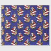 クリスマス・サンタのおもちゃ一袋の青 ラッピングペーパー (フラット)