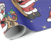 クリスマス・サンタのおもちゃ一袋の青 ラッピングペーパー (ロールコーナー)