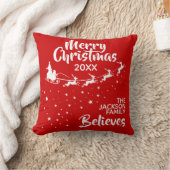 クリスマス サンタのそりのトナカイを信じる クッション (ブランケット)