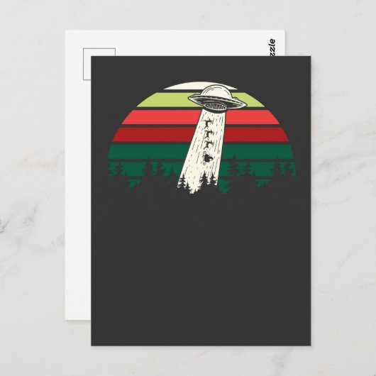 クリスマス サンタエイリアン 誘拐 UFO レトロ ポストカード (正面/裏面)