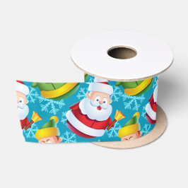 クリスマス・サンタクロースとスノーフレークの友人 サテンリボン