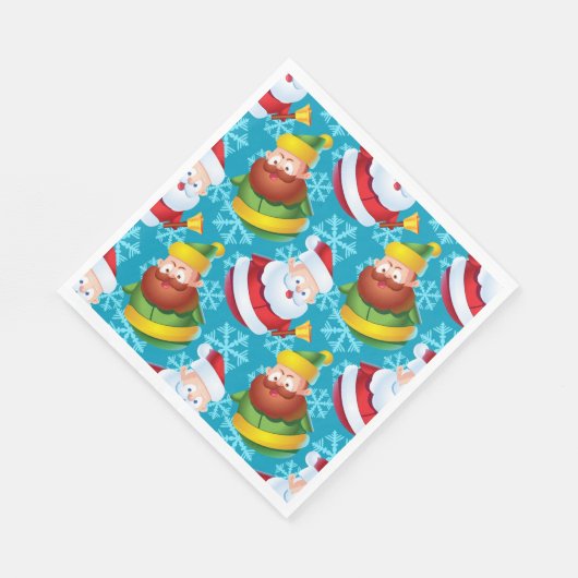クリスマス・サンタクロースとスノーフレークの友人 スタンダードランチョンナプキン (角)