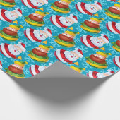 クリスマス・サンタクロースとスノーフレークの友人 ラッピングペーパー (角)