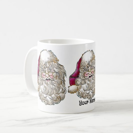 クリスマス・サンタクロースカスタムのマグカップ。 コーヒーマグカップ (正面左)