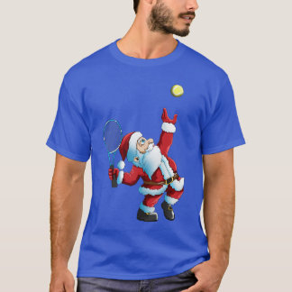 クリスマス サンタクローステニス ゲーム テニスラケット 友達 Tシャツ