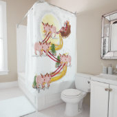 クリスマス・サンタクロース豚の子供たち女の子に乗馬 シャワーカーテン (インサイチュ)