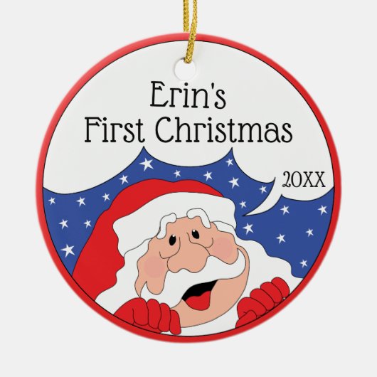 クリスマス・サンタクロース…オーナメントパーソナライズ セラミックオーナメント (正面)