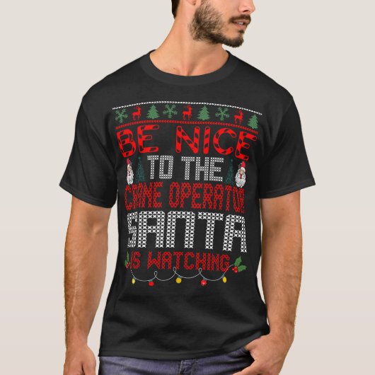 クリスマス サンタクロース クレーンオペレーター ギフト Tシャツ (正面)