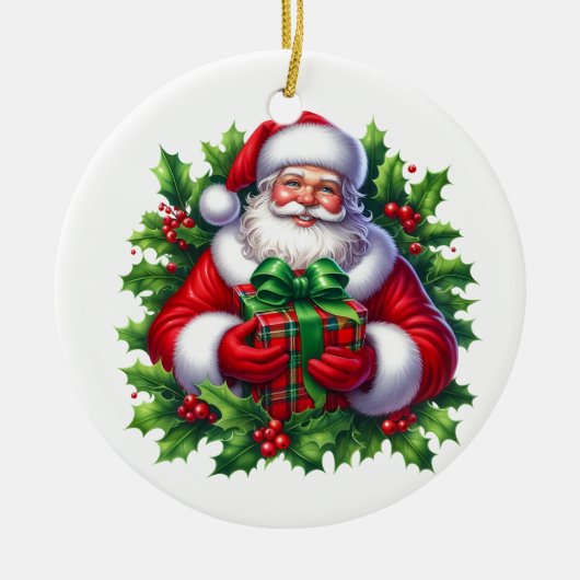 クリスマス サンタクロース セラミックオーナメント (正面)