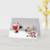 クリスマス サンタクロース & トナカイ カード (黄色い花)