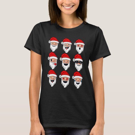 クリスマス サンタクロース フェイス 男の子 女の子 子供 Xmas Tシャツ (正面)