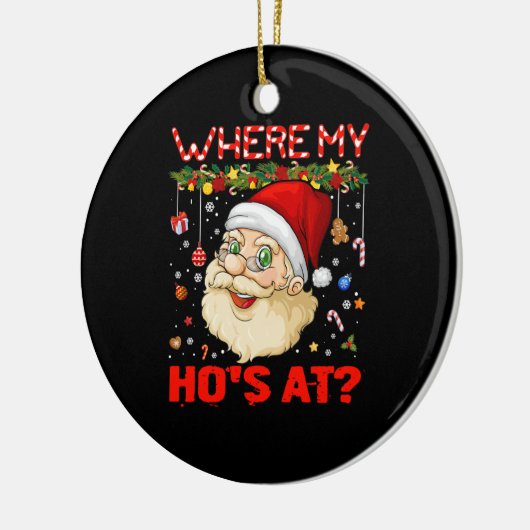 クリスマス・サンタクロース・ユーモアで私の家がおもしろいどこ セラミックオーナメント (左)