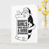 クリスマス サンタクロース ワルイ少女 グリーティングカード (黄色い花)