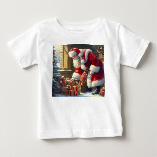 クリスマス サンタクロース 3 ベビーTシャツ (正面)