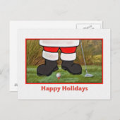 クリスマス、サンタゴルファー、はがき シーズンポストカード (正面/裏面)