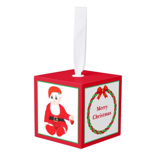 クリスマス サンタベイビー キューブオーナメント (正面アングル)