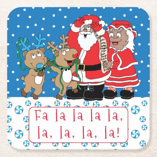 クリスマス・サンタミセス・クロース・オブ・カラー スクエアペーパーコースター (正面)