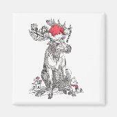 クリスマス・サンタムースに座ってギフトをデザイン マグネット (正面)