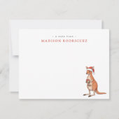 クリスマス サンタ帽のカンガルー カスタム フェスティブ ノートカード (正面)