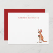 クリスマス サンタ帽のカンガルー カスタム フェスティブ ノートカード (正面/裏面)