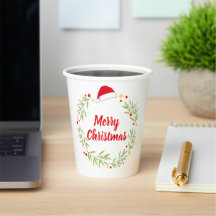 クリスマス サンタ帽子の葉のリース パーティー