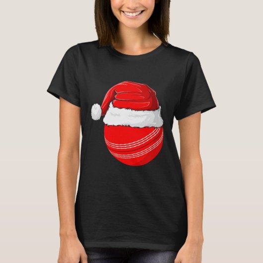 クリスマス サンタ帽子 クリケット Tシャツ (正面)