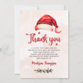 クリスマス サンタ帽 バースデーパーティー サンキューカード (正面)
