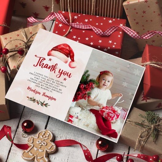 クリスマス サンタ帽 誕生日パーティー 写真 サンキューカード