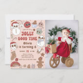 クリスマス・サンタ誕生日すてきグッドタイム写真 招待状 (正面)