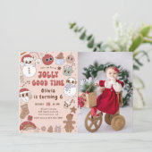 クリスマス・サンタ誕生日すてきグッドタイム写真 招待状 (スタンド正面)