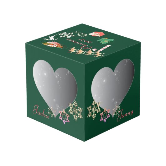 クリスマス·サンタ4写真ハート枠 フォトキューブ (裏面アングル)