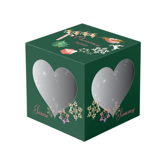 クリスマス·サンタ4写真ハート枠 フォトキューブ (正面アングル)