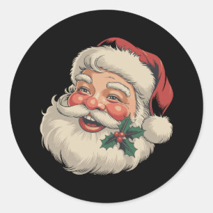 クリスマス サンタ かわいい クール Xmas ホリデー ヴィンテージ ラウンドシール