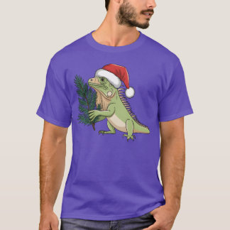 クリスマス サンタ イグアナ 常緑 クリスマスツリー 少女 Tシャツ