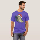 クリスマス サンタ イグアナ 常緑 クリスマスツリー 少女 Tシャツ (正面フル)