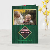 クリスマス サンタ ウォッチ バーン ウッド ファミリー フォト ファン カード (黄色い花)