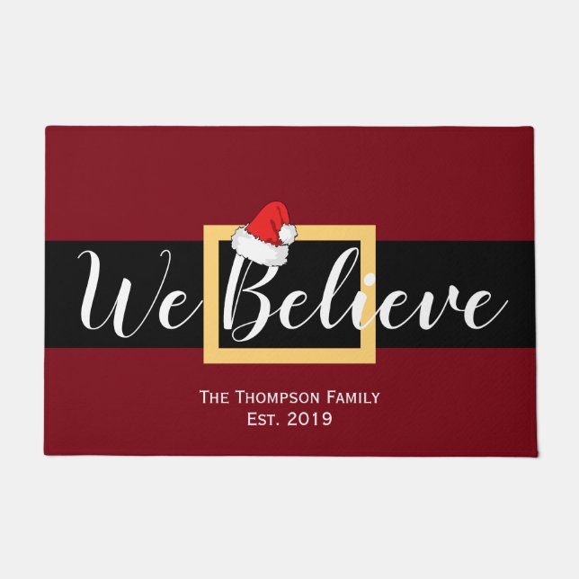 クリスマス·サンタ·ウ信じェ ドアマット (正面)