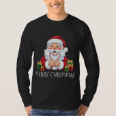 クリスマス サンタ キャンディケイン ハート Tシャツ (正面)