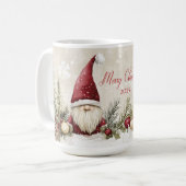 クリスマス サンタ グノーム、松、ベリー | コーヒーマグカップ (正面左)