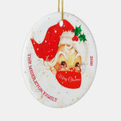クリスマス・サンタ・コビド–19マスク・メリーおもしろいあいさつ セラミックオーナメント (右)
