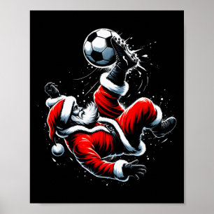 クリスマス サンタ サッカー プレーヤー 自転車 キック クリスマス お祝い ポスター
