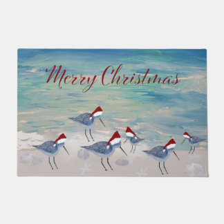 クリスマス サンタ シギ 浜辺 ホリデー 玄関マット