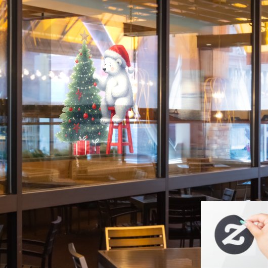 クリスマス サンタ シロクマ ショップ装飾 ウィンドウサイン (レストラン窓)