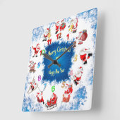 クリスマス サンタ スクエア壁時計 (傾斜)