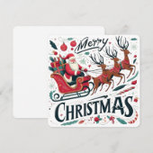 クリスマス サンタ スレイ & トナカイ 祭り 招待状 (正面/裏面)
