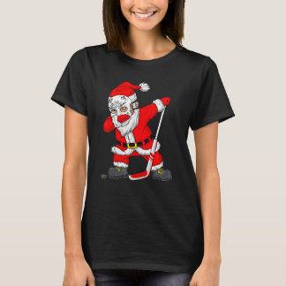 クリスマス サンタ ダビング ホッケー プレーヤー 男の子 キッズ ダ Tシャツ