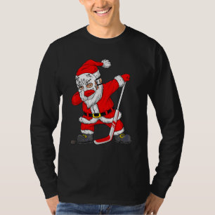 クリスマス サンタ ダビング ホッケー プレーヤー 男の子 キッズ ダ Tシャツ
